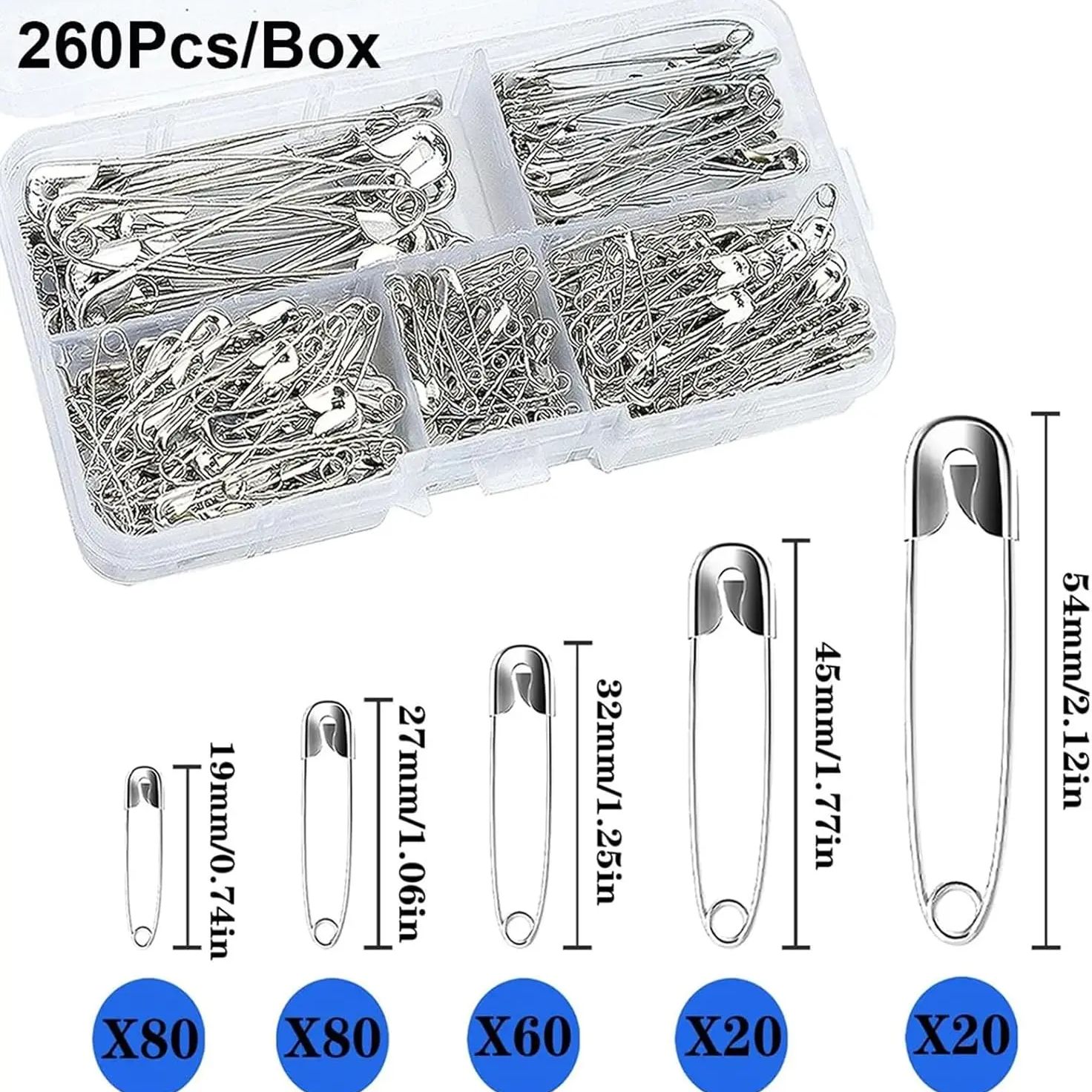 Craft Embellishment Storage - Kit de Alfinetes de Segurança Prateados