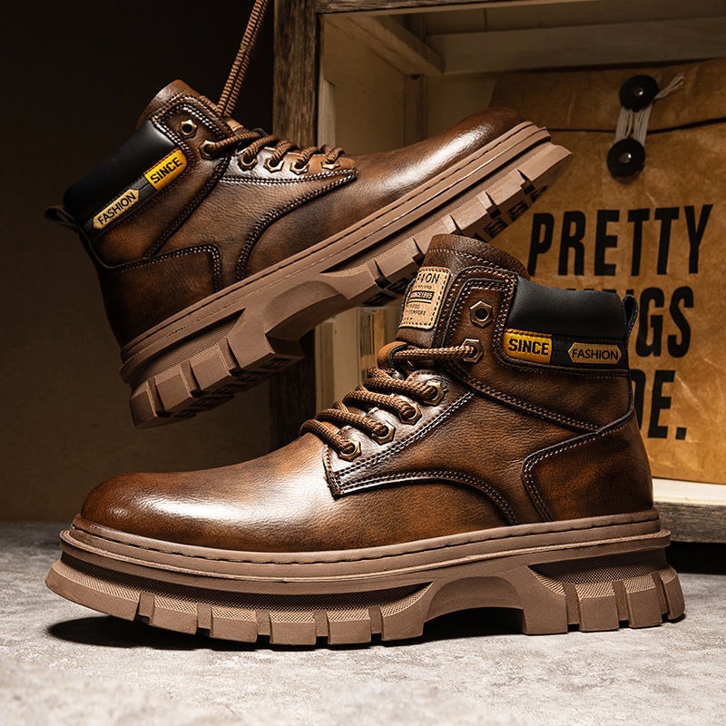 Guipure Lace Panel - Botas de tornozelo de plataforma masculina
