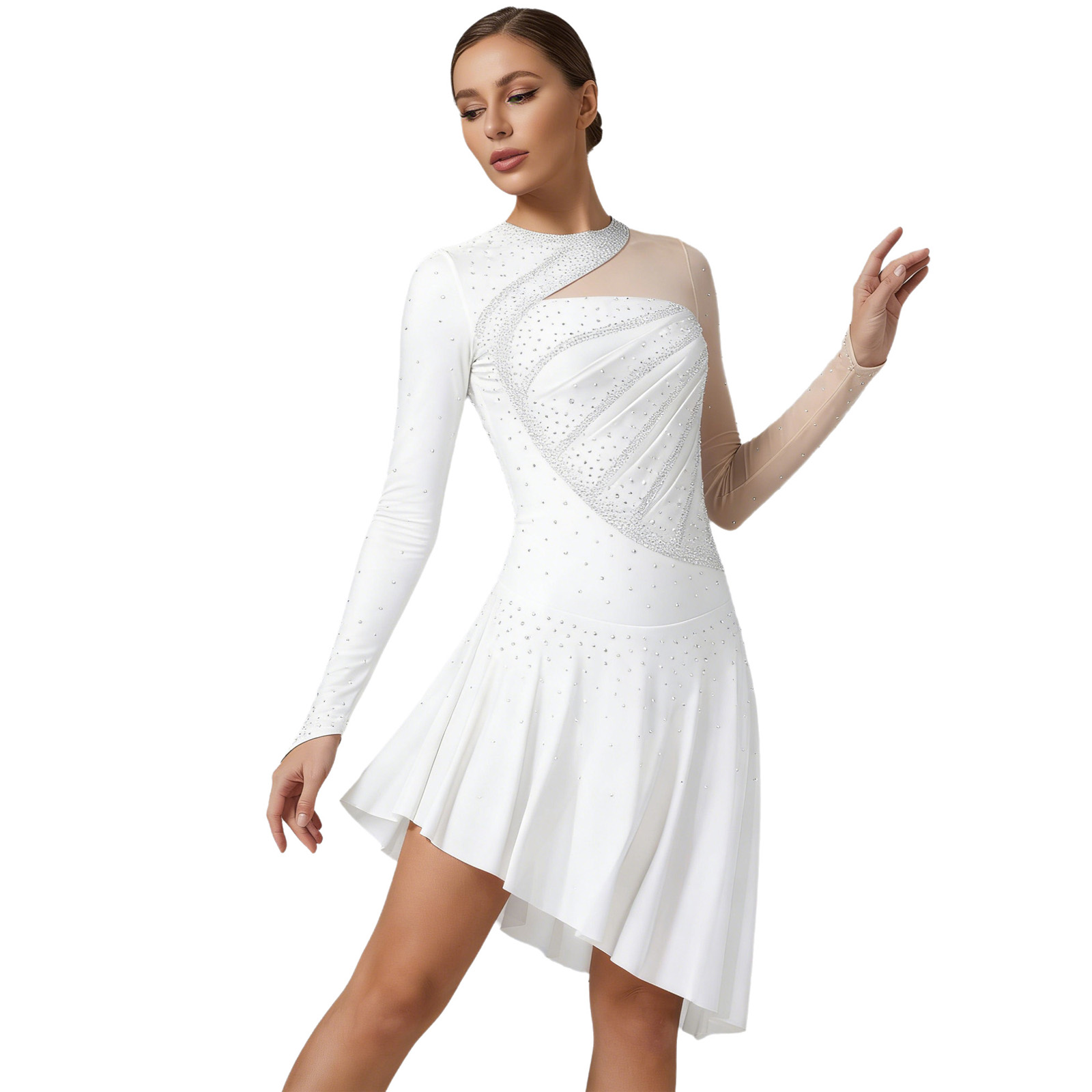 Rhinestone Banding Trim - Vestido de Dança Feminino para Ballet,