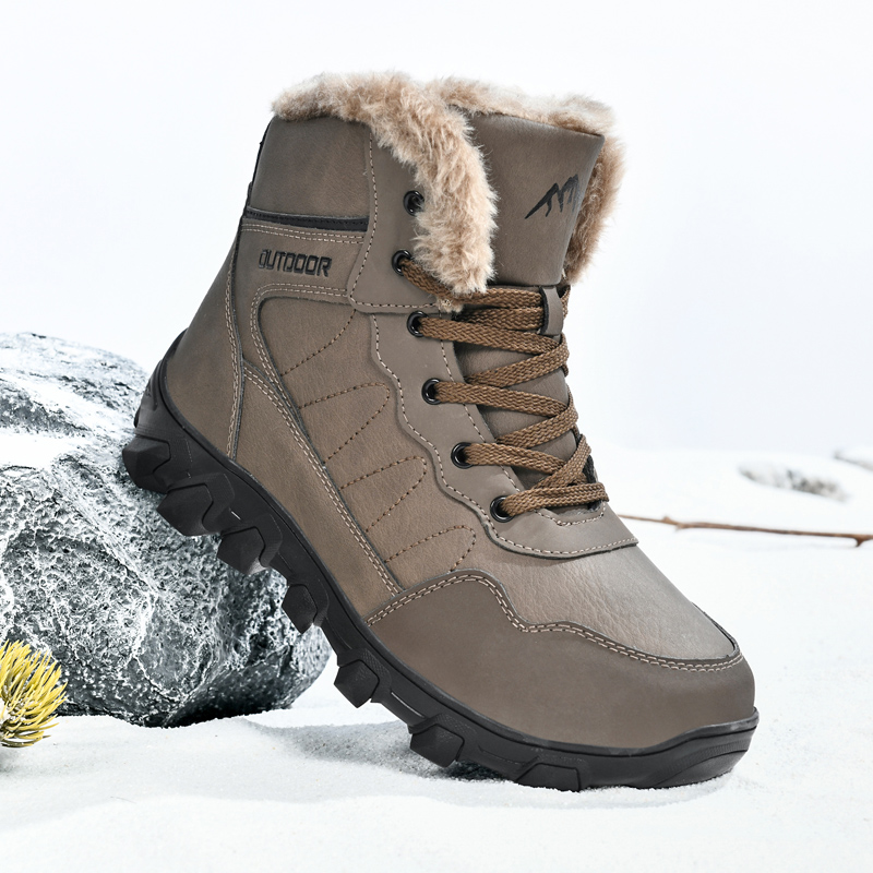 Guipure Lace Panel - Botas de inverno masculinas quentes impermeáveis