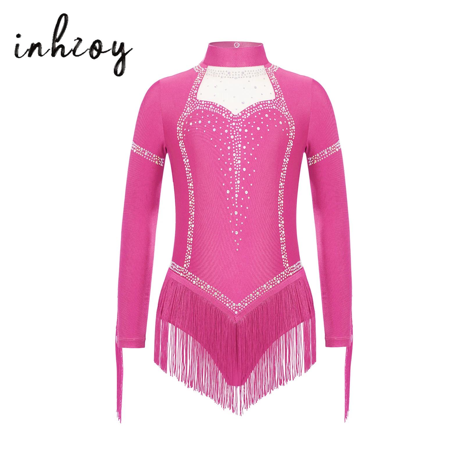 Rhinestone Banding Trim - Crianças meninas franja dança latina bodysuit