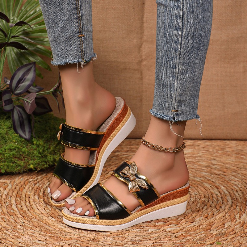 Sandálias Casuais Femininas de - Rhinestone Banding Trim avaliação e preço