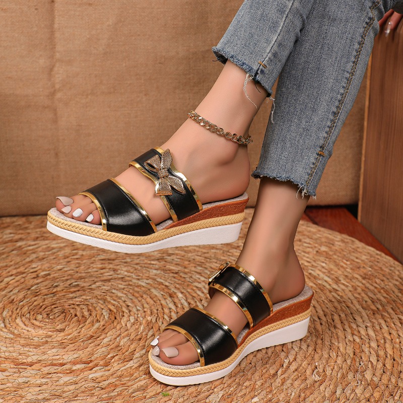 Sandálias Casuais Femininas de - Rhinestone Banding Trim avaliação e preço